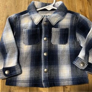 Old Navy Blue and White Plaid Jean Jacket